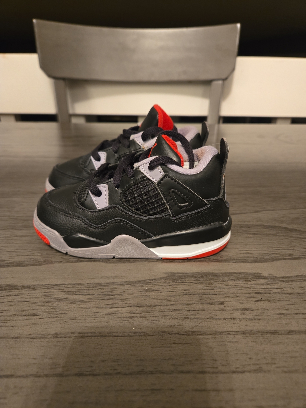 Nike Kids Black, Gray and Red High-Top Sneakers - Picture 3 of 4
